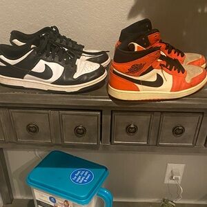 Nike Black and White Low Tops and Red High Tops